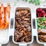 Bulgogi Dosirak, Garlic Chili Shrimp, Dotorimuk